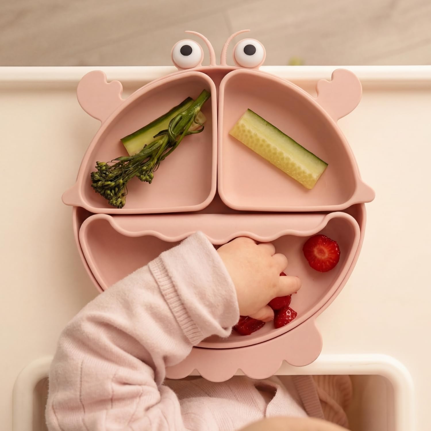 Haus & Kinder Baby Feeding Set Silicone Tableware with 3 Sections Plate for Babies | BPA-Free, Non-Toxic, Food Grade | Crabby-image-28