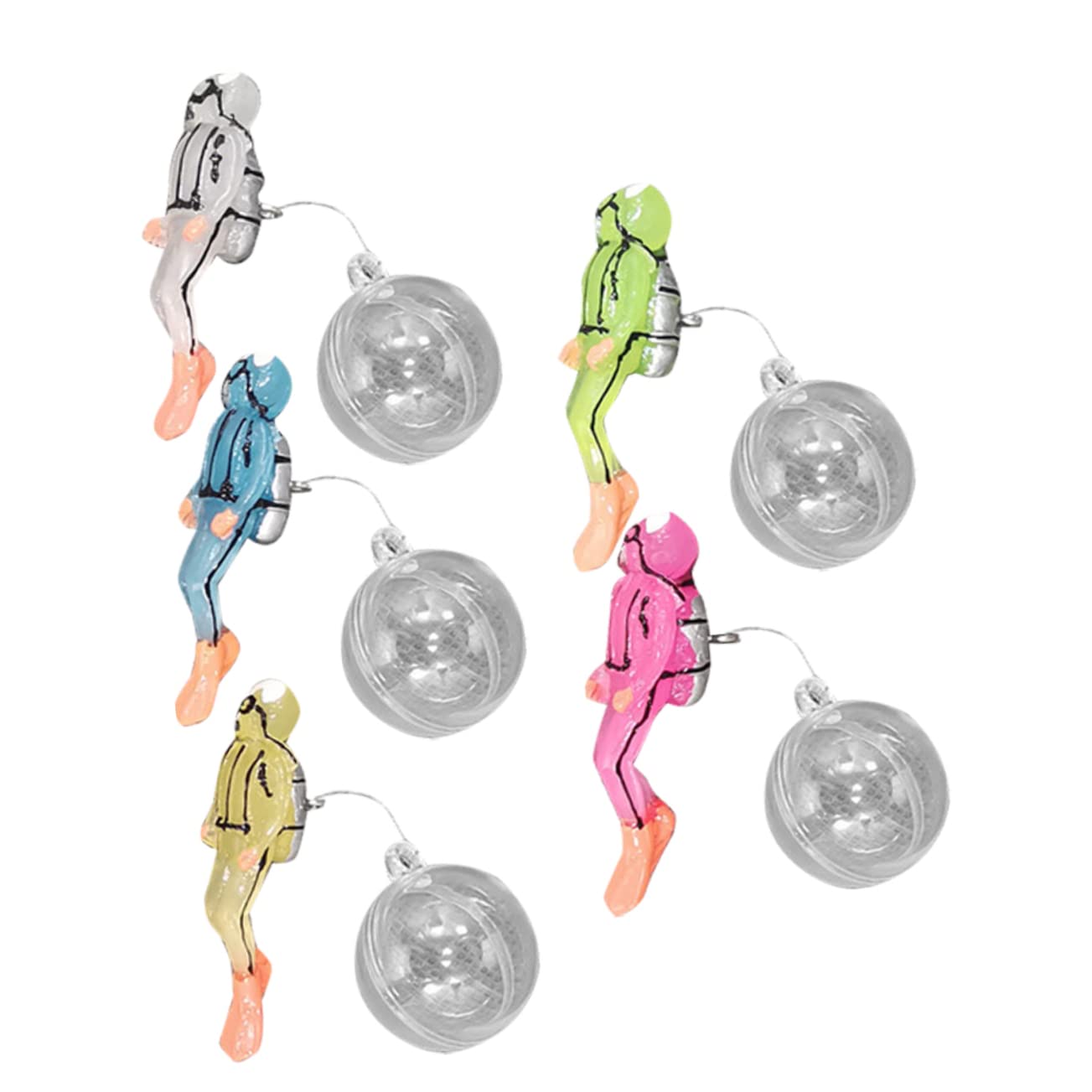 Zerodeko Lot de 15 Décorations Lumineuses pour Aquarium Petits Poissons LED Plongeurs Figurines Décoratives Paysage Simulé Décoration De Plongeur Statue Flottante en Plastique
