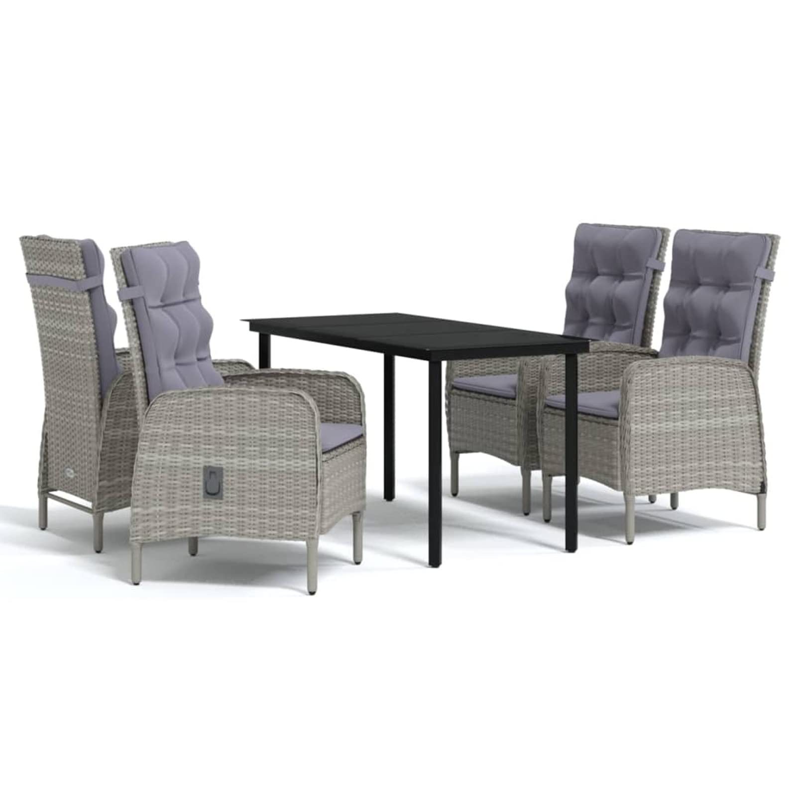 3099361 Set da Pranzo da Giardino 5 pz con Cuscini Grigio e Nero Testata in Legno,Testata Letto Matrimoniale Muebles Dormitorio Spalliera Letto Testiere per Letto Matrimoniale