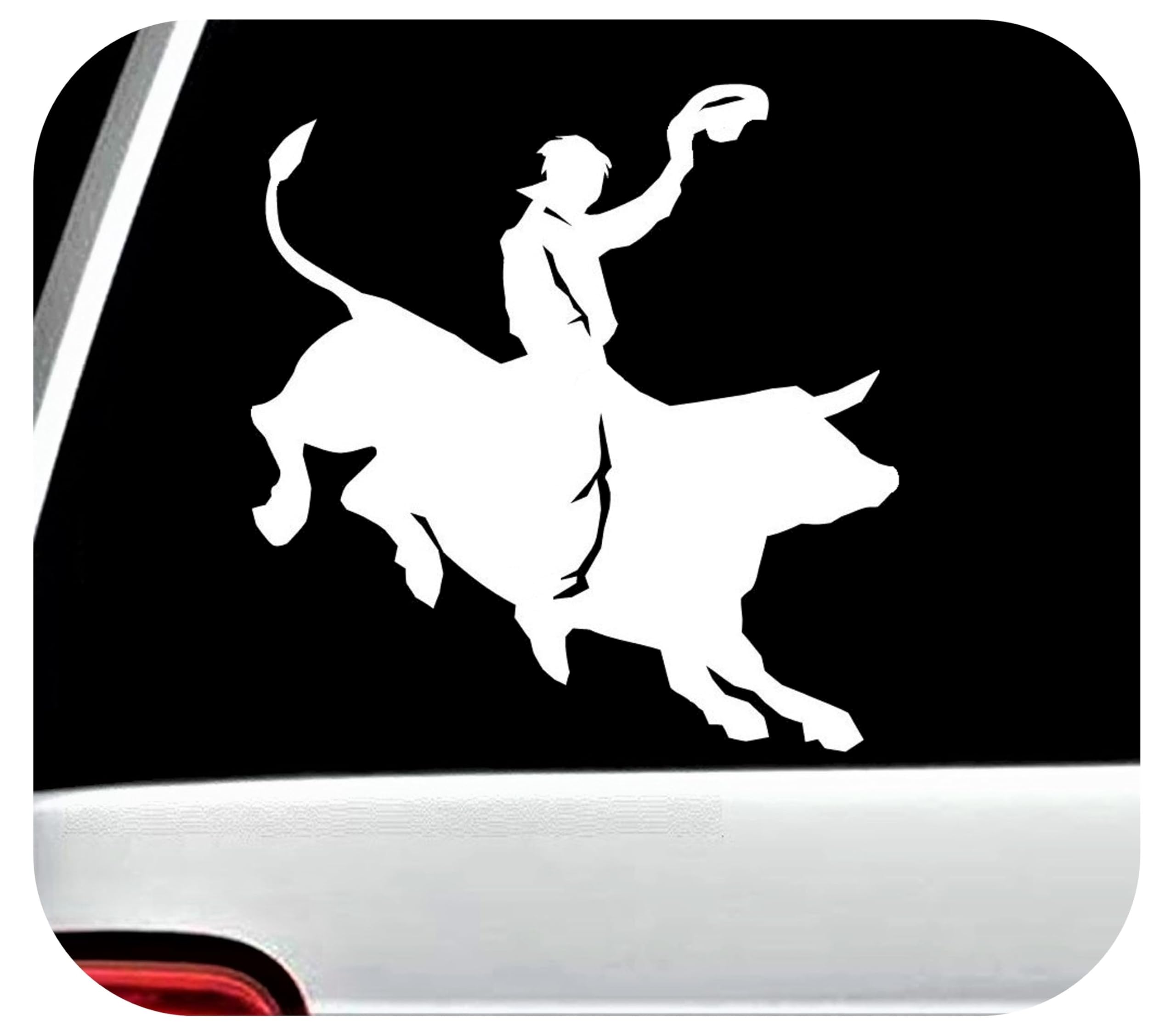 Rodeo Cowboy Bull Riding Decal Bullriding Sticker for Car Window 5 Inch x 5 Inch