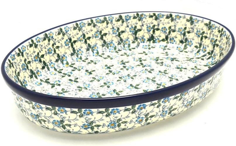 Polish Pottery Baker - Oval - Large - Forget-Me-Knot