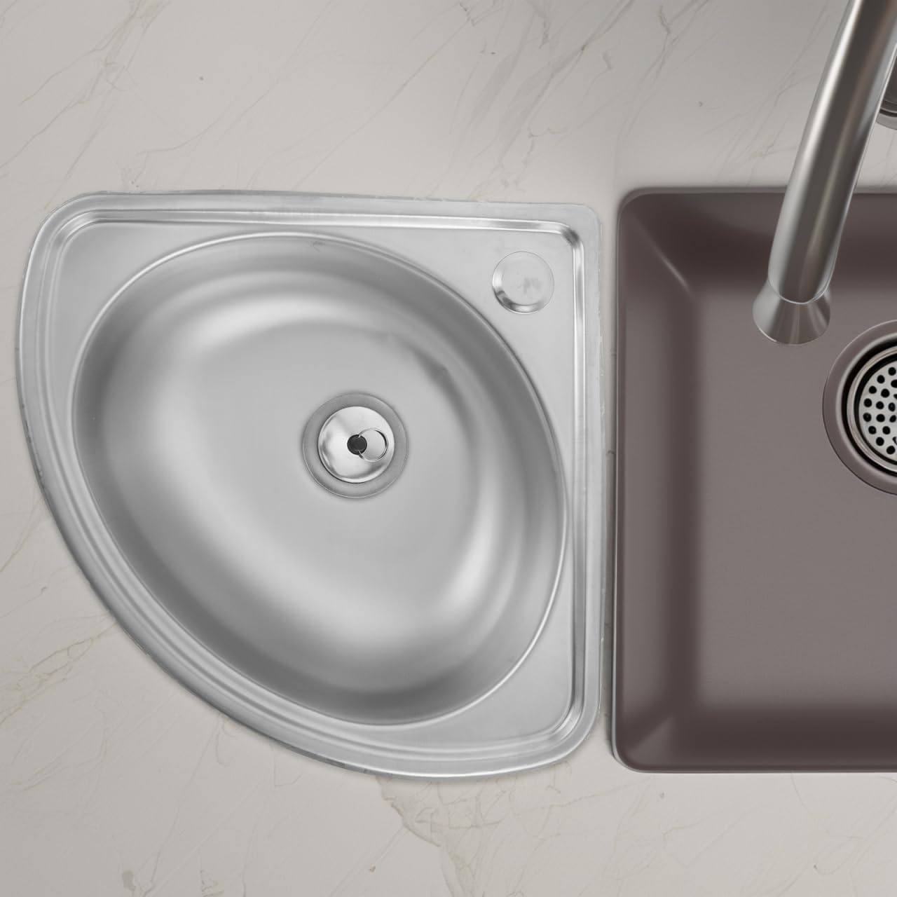 MAGICLULU Lavello Da Camper Acciaio Inossidabile Ultra-compatto Con Design Triangolare Installazione Facile e Struttura Robusta Per Cucine e Bagni Spazi Ridotti