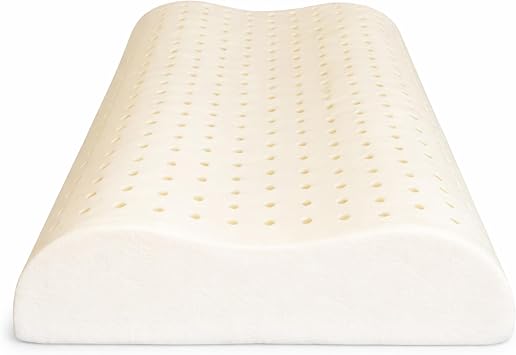 ORGANIC TEXTILES Organic Latex Contour Pillow with Organic Cotton Cover - GOTS & GOLS Certified, Ergonomic Contour Design, Bed Pillow, Spine Support - (Travel) - Pack of 1