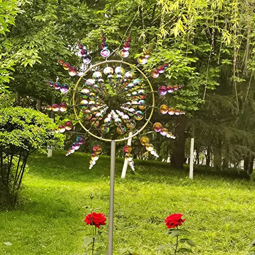 Magical Windmill Metal Wind Spinner Outdoor - Kinetic Wind Sculptures & Spinners 3D Wind Spinner Wind Powered Wind Art For Yard Patio Colorful Wind Spinner #TOP4