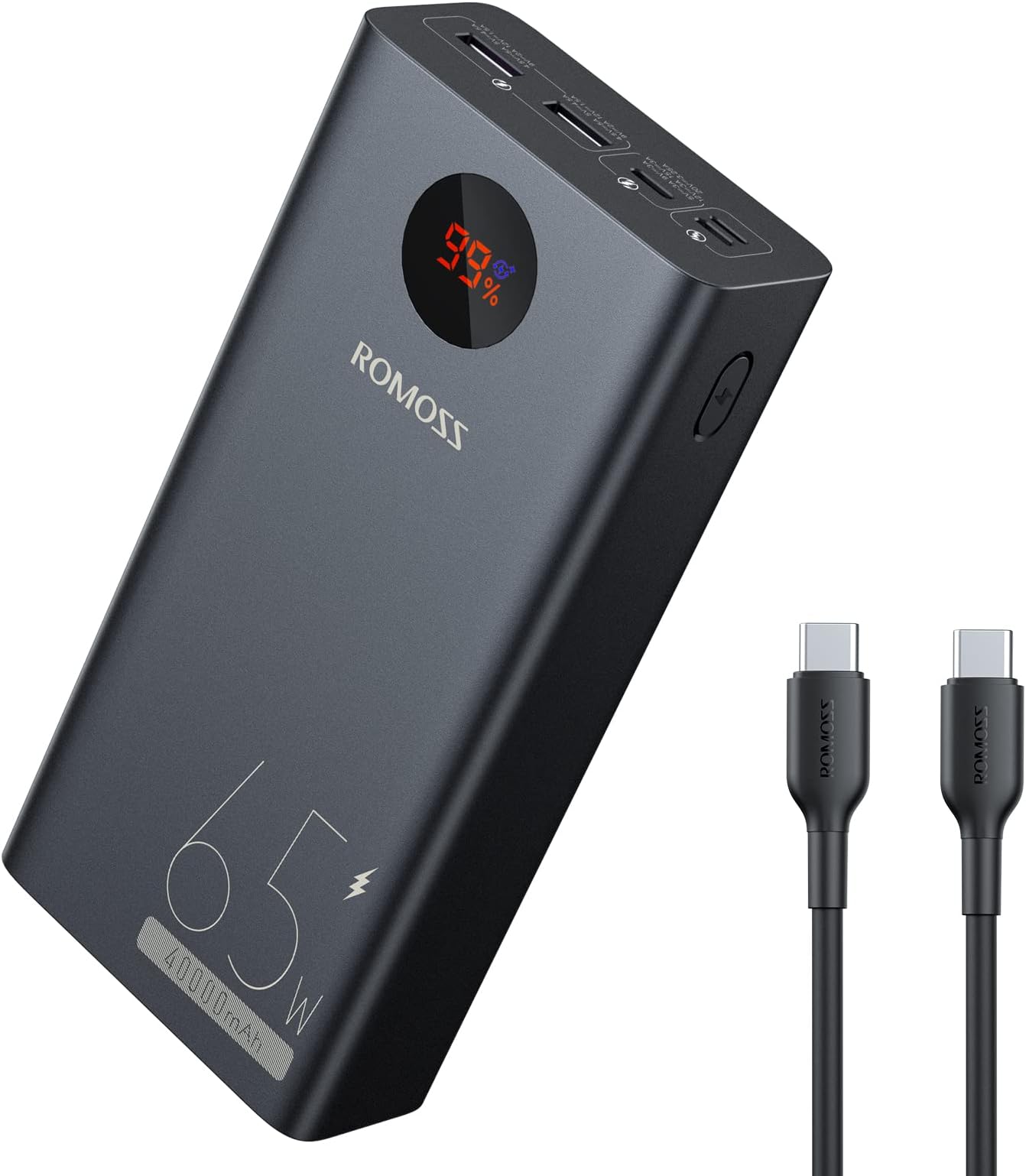 ROMOSS 65W Power Bank 40000mAh USB C PD Portable Laptop Charger, Phone Charger, Fast Charging External Battery for MacBook Air, MacBook Pro, Dell XPS, Apple Watch iPad Pro iPhone 15 and More