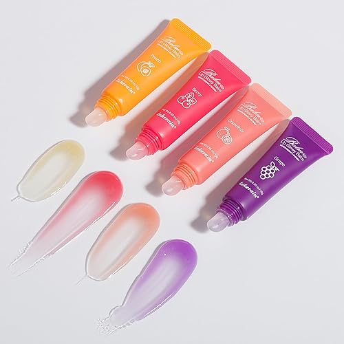 Miniatura 8 de Juego de 2 mascarillas para dormir con bálsamo labial y labios brillantes, con 4 opciones de sabor, reduce las líneas de los labios, mejora el color