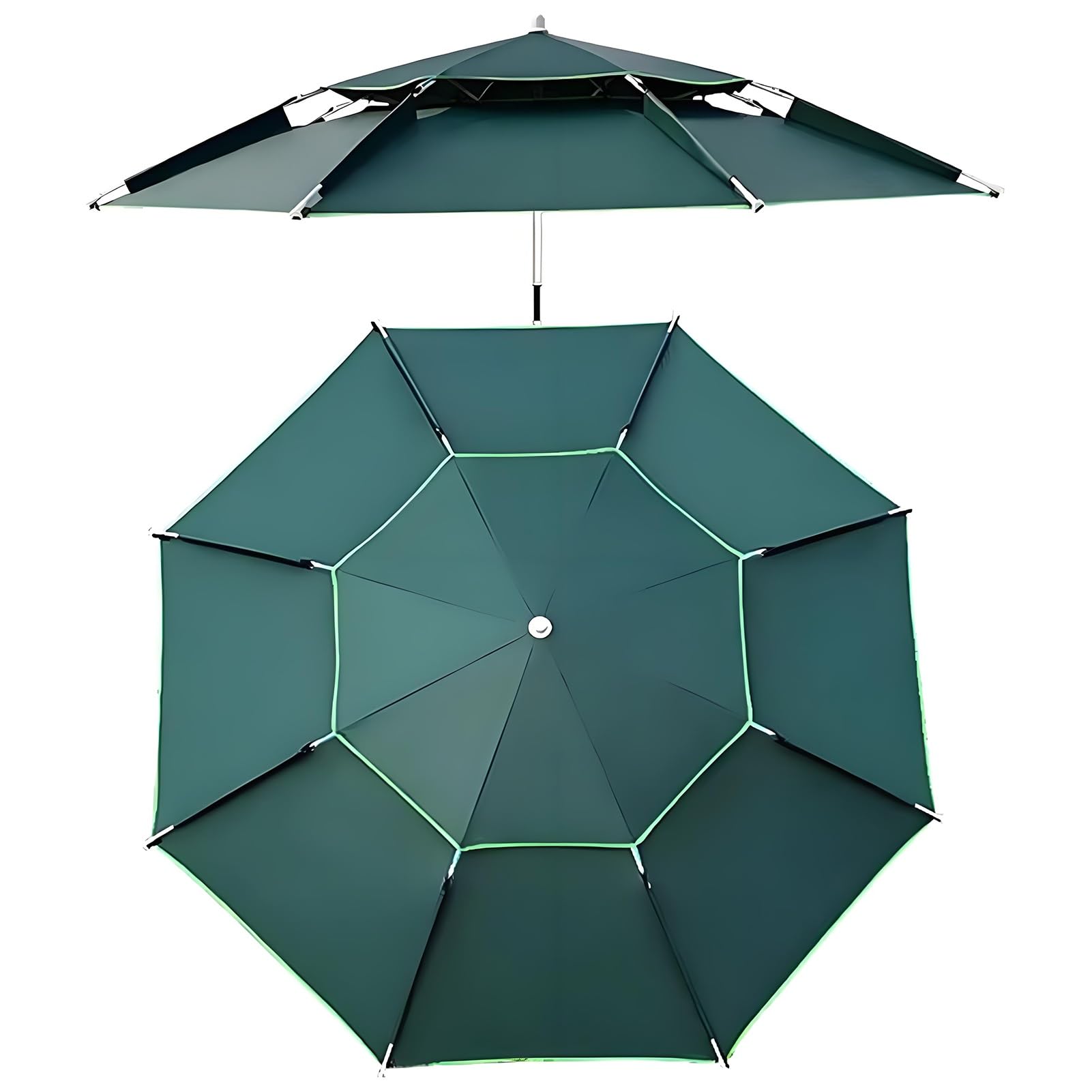 Parasol Wędkarski 6,5/7,2/7,9 Stopy Z Regulacją 360°, Wiatroszczelny Parasol Plażowy Upf50+, Parasol Ogrodowy Z Aluminiowym Drążkiem, 8 Żeber,Green-220cm/7.2ft