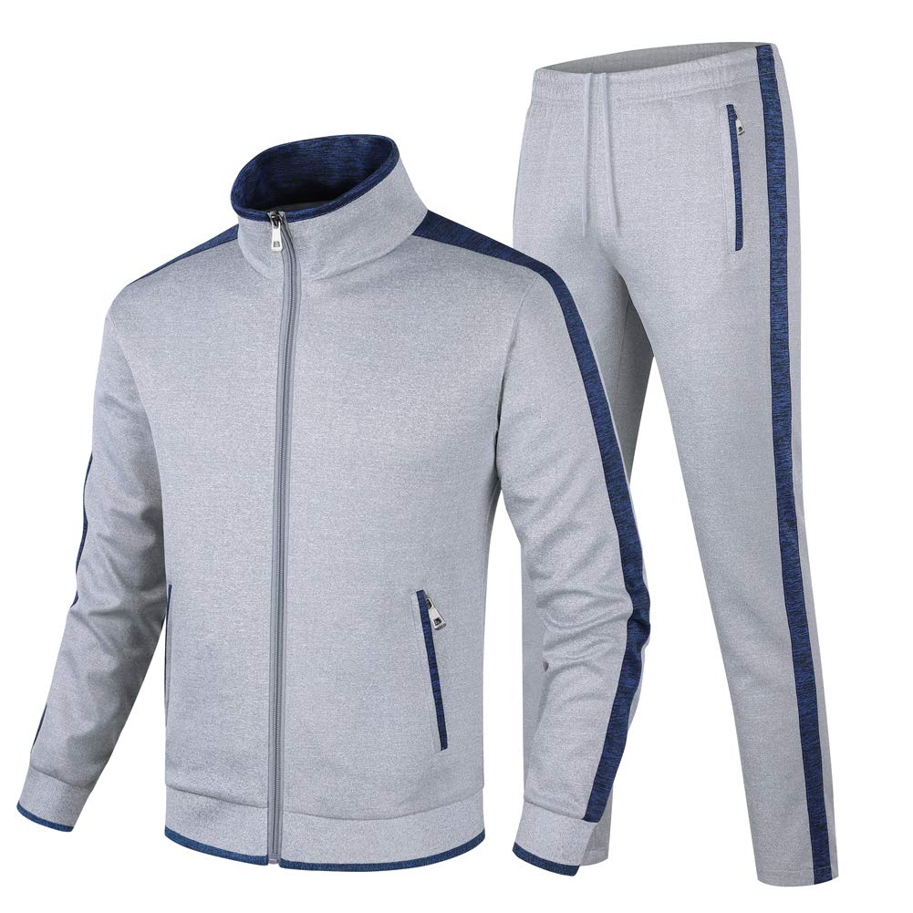 Guanzizai Men's Casual Tracksuit Long Sleeve Sweatsuit Athletic Set Full Zip Running Jogging Sports Jacket and Pants