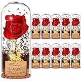 CATABUBU 11 pcs Red Rose Wedding Party Decoration Bottle Gifts for Couples, Beauty Beast Party Guests Souvenir Gift for Wedding Bride Shower, Handcrafted Engagement Gifts, Bachelorette Gifts for Bride