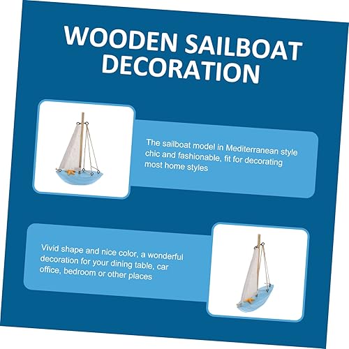 Miniatura 5 de EXCEART Modelo de vela de madera azul Recuerdo modelo de barco central modelo de estrella para guardería adorno vintage estilo casa mesa en