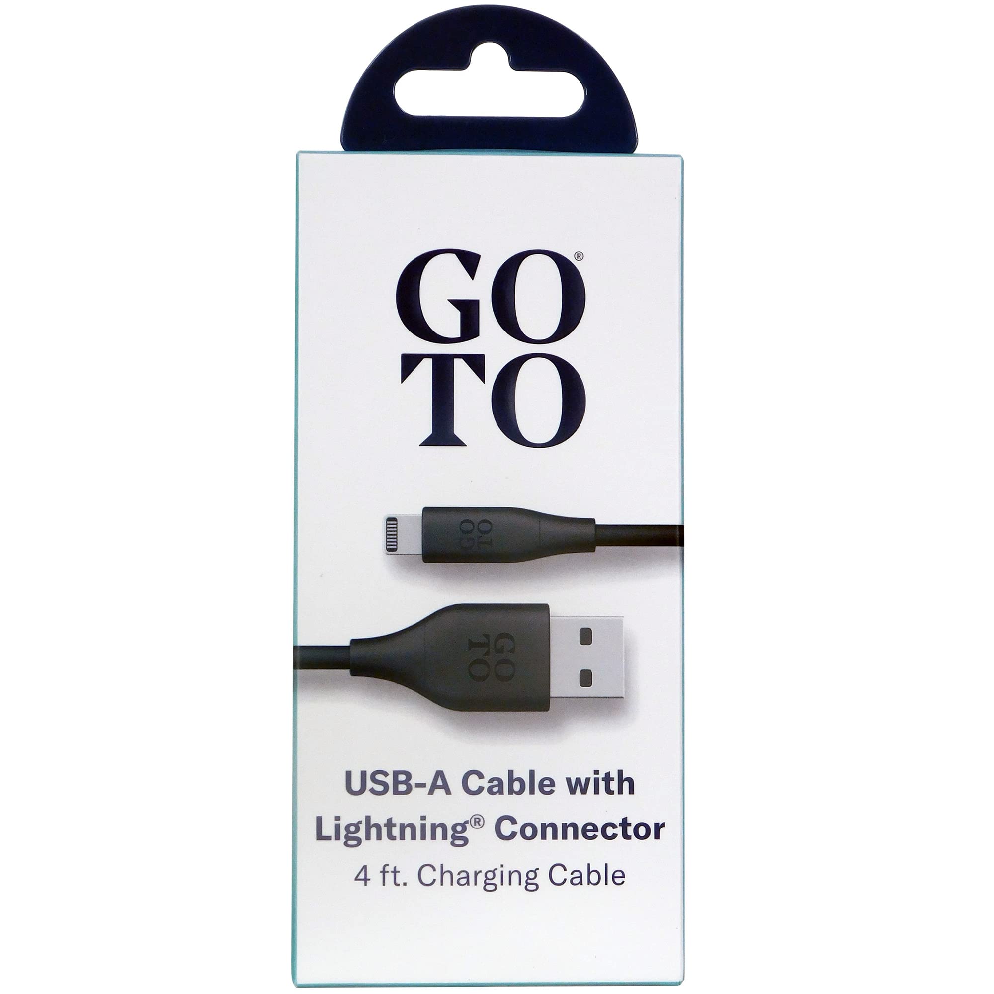 GoTo UL Certified Lightning Cable, 4 FT Lightning to USB A Charging Cable Cord Compatible with Apple iPhone 13 13 Pro 13 Pro Max 12 11 SE Xs Max XR X 8 7 6S, iPad, AirPods, iOS Devices, Black