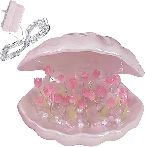 Miniatura 7 de BestAlice Luz nocturna de tulipán DIY, lámpara de flor de tulipán hecha a mano, lámpara de mesa de dormir de flores de simulación, luz LED romántica