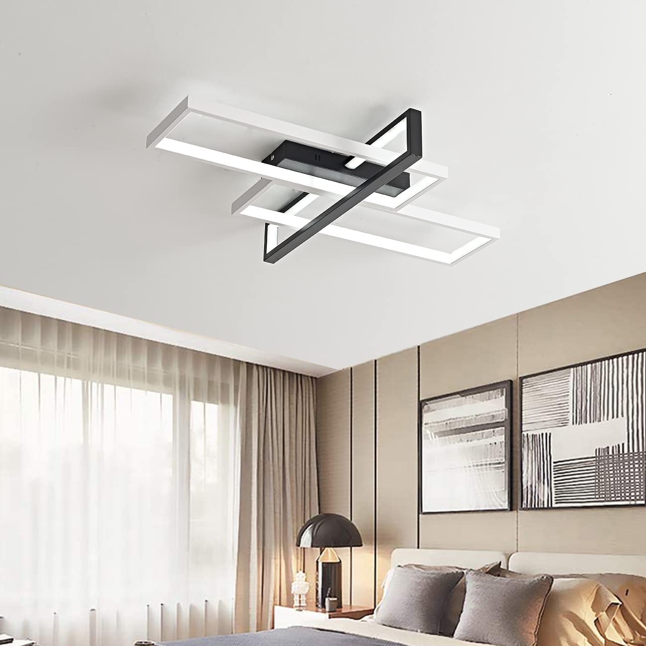 Lampa sufitowa LED do sypialni, jadalni, kuchni, salonu, prostokątny design, lampa sufitowa z akrylowym kloszem