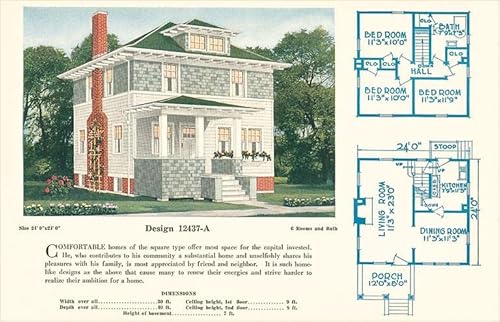 Single-Family Home, Rendering and Floor Plans - Vintage Image