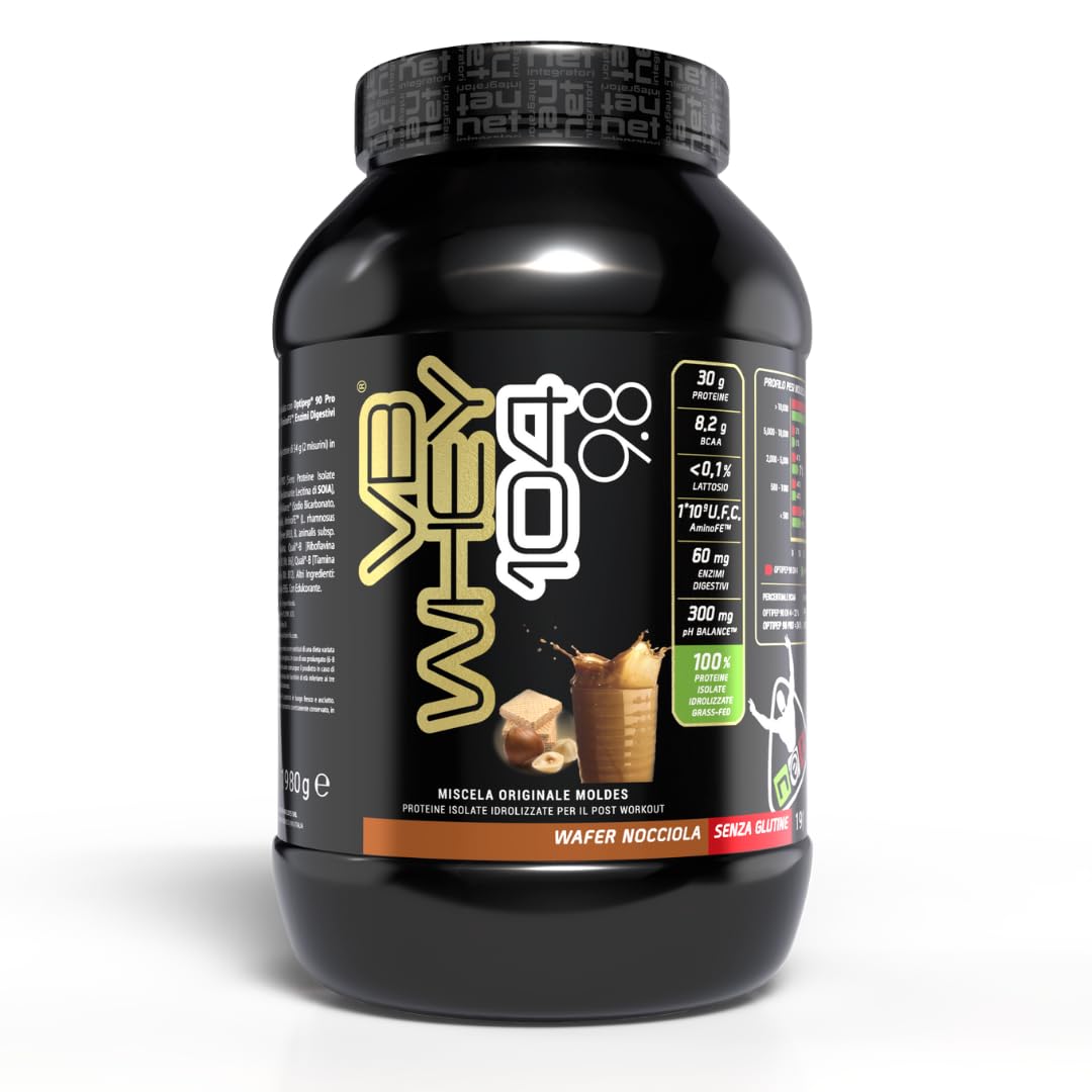 Net Integratori VB WHEY 104 9.8 Optipep - 1980g Wafer Nocciola - Proteine Isolate Idrolizzate per via Enzimatica Con EAA e BCAA - Massimizza Sintesi Proteica Crescita e Mantenimento Muscolare