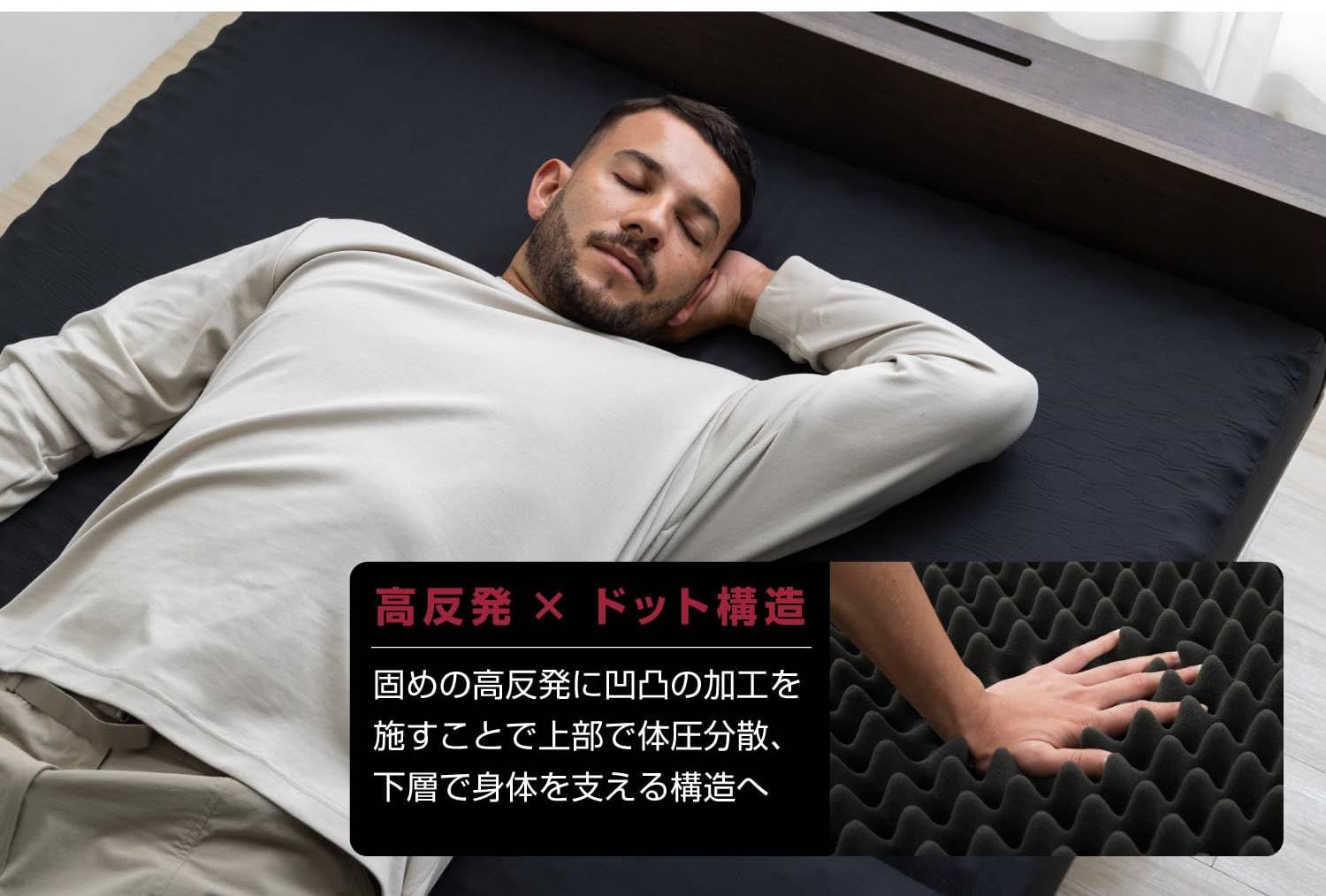 Amazon｜高反発マットレス 3つ折り 10cm 絶妙な硬さ プロファイル加工