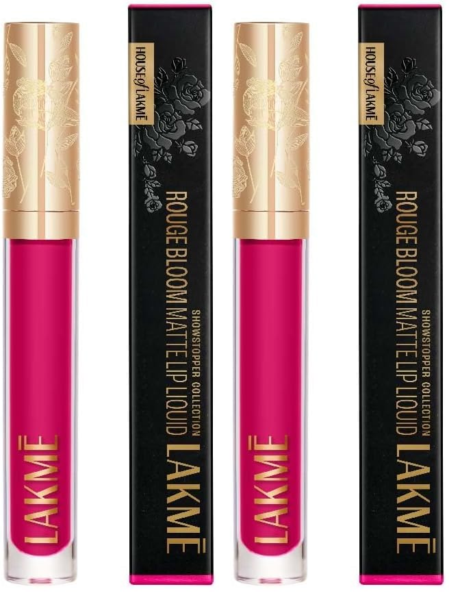 Image of Lakme Rouge Bloom Matte Lip Liquid Daring Dahlia 201-3.5ml (Pack of 2)