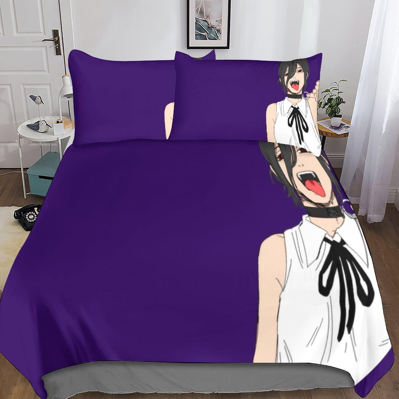 Chainsaw Man Duvet Cover Chainsaw Man Bedding Set Pieces Duvet Cover Adult Children Teen Boys Girls Microfiber with Pillowcases with Closure 140 * 200 CM