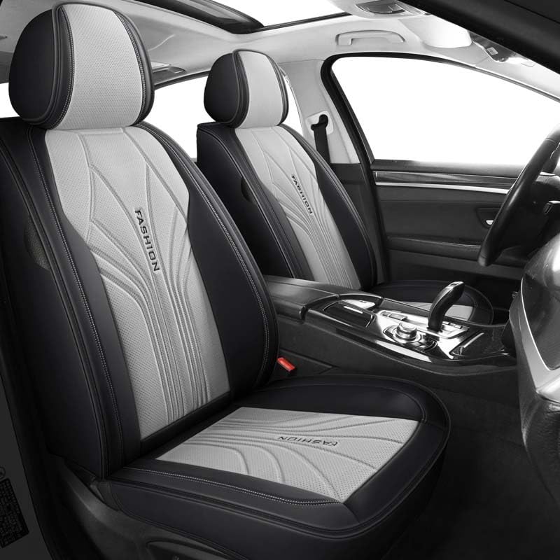Housse de siège auto universelle en cuir PU noir et gris taille standard