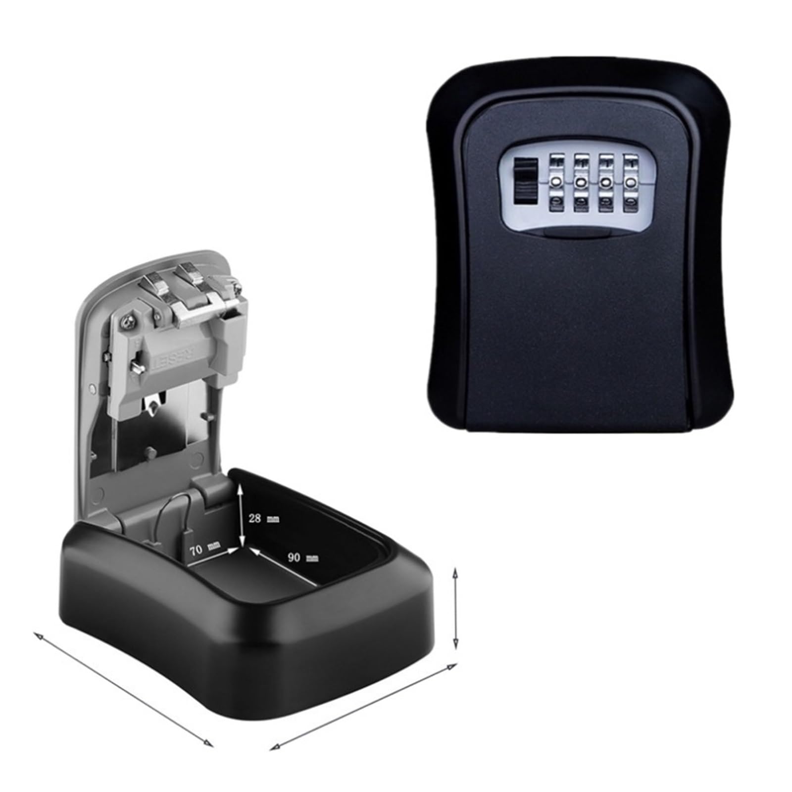 Wall Mount Key Storage Secret Box Organizer 4 Digit Combination Password Security Protection Code Lock Home Safe Deposit Box