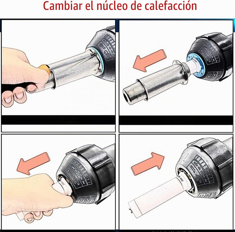 Profesional 1600W Pistola de soldadura de plástico para trabajos de soldadura de plástico, pistola de aire caliente PE, soldadura con pistola, iluminación LED, con boquillas de soldadura plana, rollo