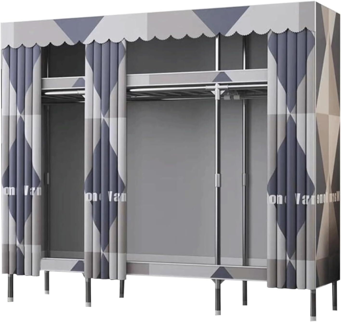 Grande Guardaroba Completo in Acciaio con Ripiani Guardaroba Portatile con Copertura in Tessuto Spesso Guardaroba alla Moda for Camera da Letto(A,165cm/65in)