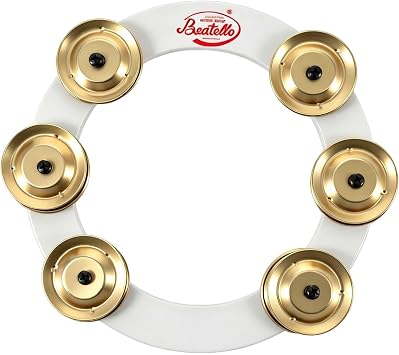 Ching Ring Cowbell Tambourine - Double Row Quenched Jingles for Drum Set, Hi-Hat Cymbal Bell Attachment with Explosive Cut, 7 Colors