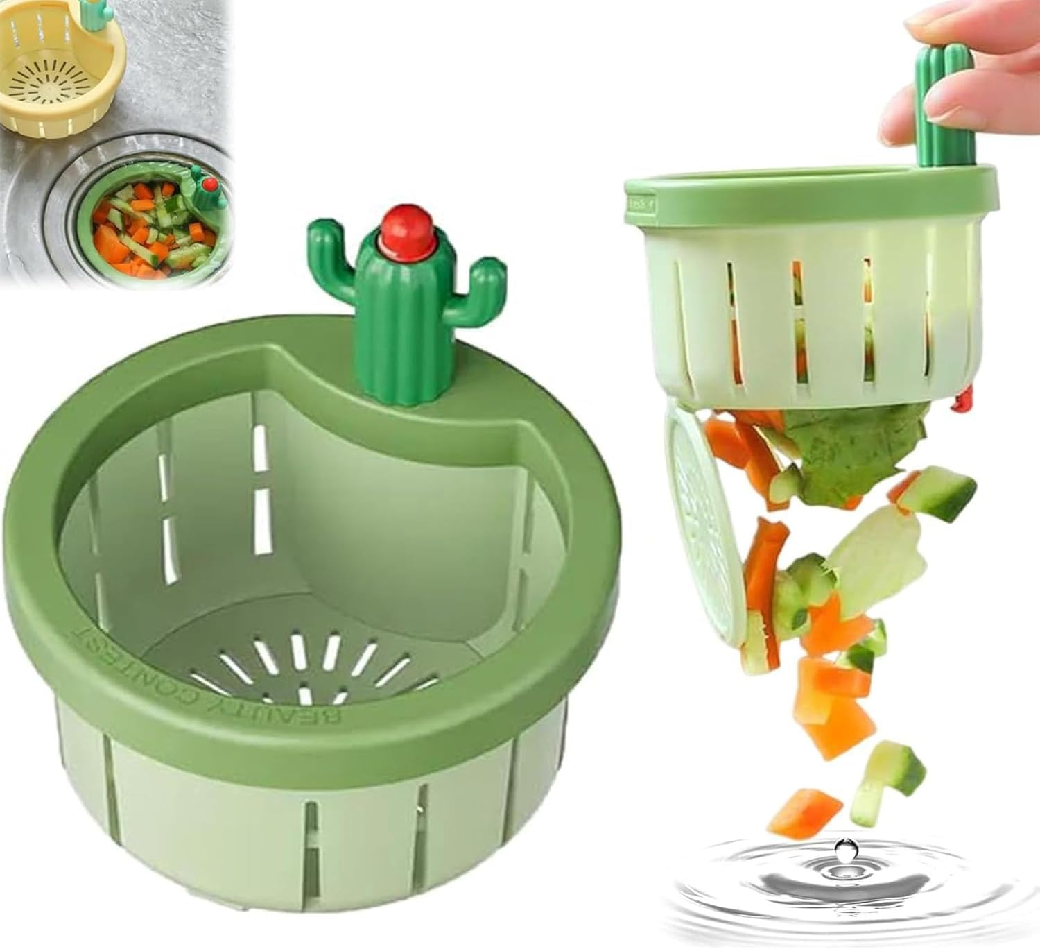DIKPUL GROUP Cactus Kitchen Sink Drain Strainer, Press Automatic Dumping Basket, Home Use Cactus Sink Draining Basket Filter Net Lifting Basket, Kitchen Waste Collector Sink Filter Cactus (Multicolor) (B0DGXXP2WN) Amazon Price History, Amazon Price Tracker