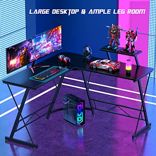 Mr IRONSTONE L Shaped Desk, Computer Gaming Desk, Home Corner Desk