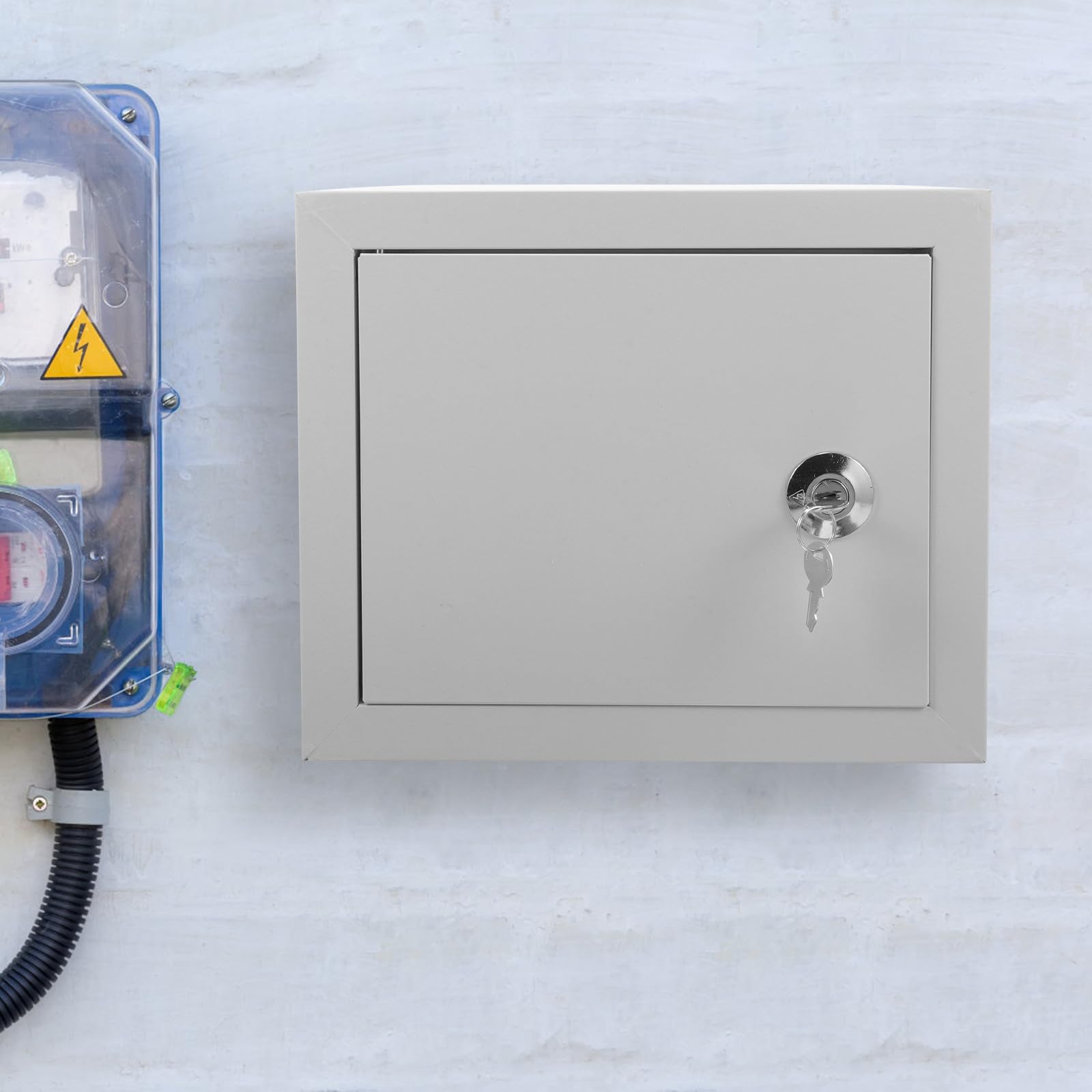 Armadietto Elettrico da Esterno Montato a Parete in Alluminio Argento | Casa e Garage, Resistente a Polvere e Ruggine, Adatto ad Ambienti Commerciali e Residenziali