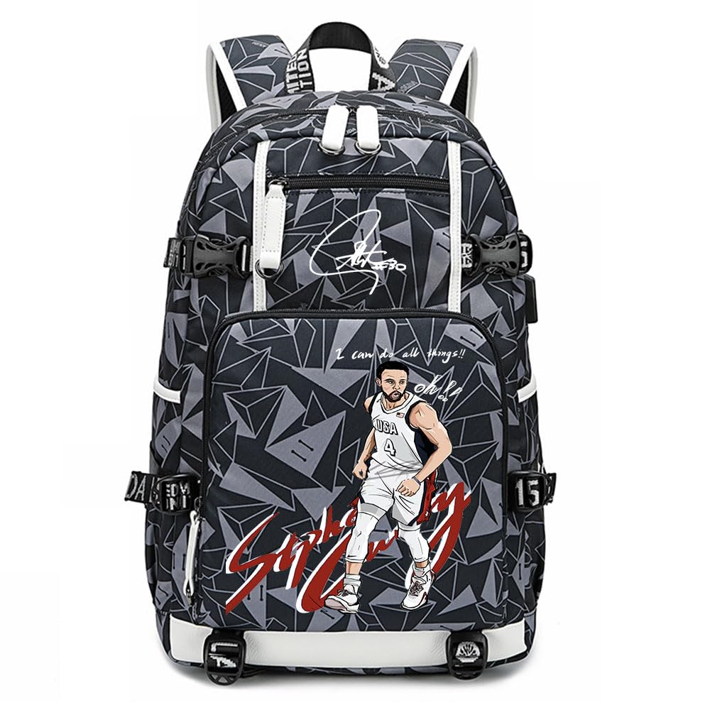 Ansigeren Dazzling Gold 30 Basketball Player SC Creative Backpacks Sports Fan Bookbag Travel Student Backpack For Men Women (1)