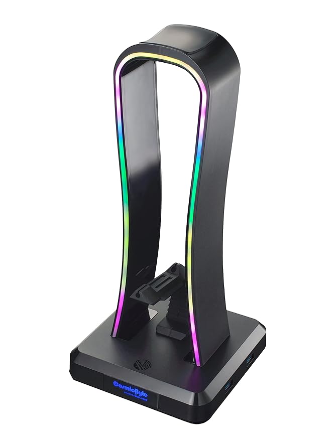 Cosmic Byte Vulcan RGB Headphone Stand, Mouse Bungee and 4 Port USB 2.0 HUB with RGB Touch Control Button (Black) at Rs. 1499