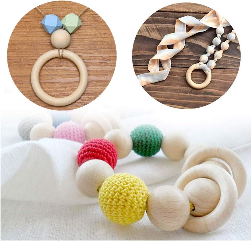 Ulalaza 100PCS Natural Wooden Craft Rings 70mm/2.75inch Unfinished Wood Loop Circle Pendant Connectors Jewelry Making Accessory