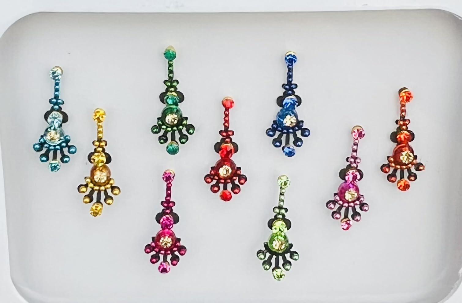BA83 Multi Colour Red Blue Bindi Tattoo Bollywood Fancy Party Forehead Sticker Eid Wedding Tika
