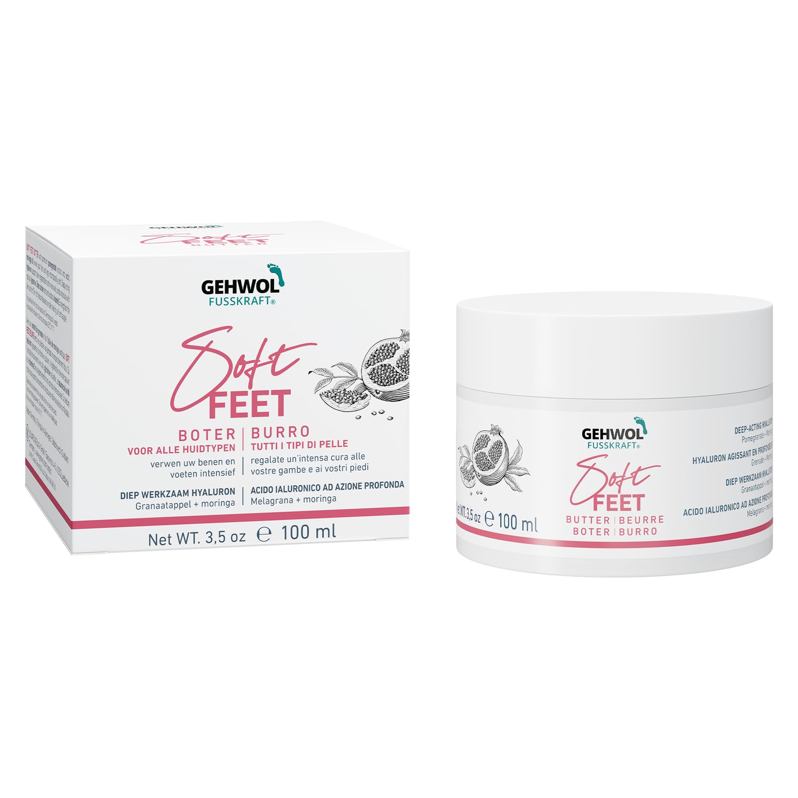 GEHWOL Soft Feet Butter 3.5 oz/100 ml pomegranate & moringa