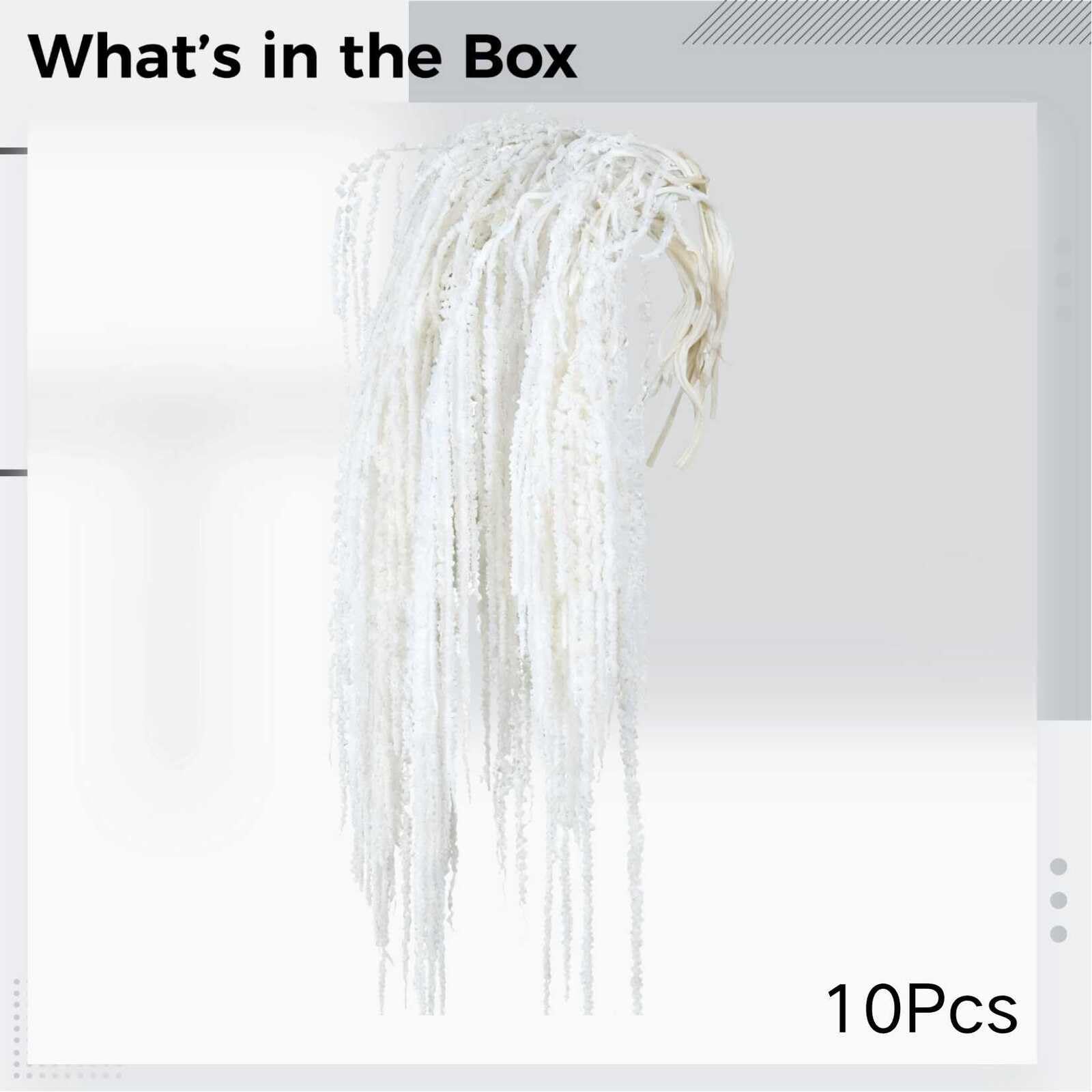 Lot de 10 Fleurs retombantes d’Amarante séchées Blanches Naturelles, Amarante préservée pour décoration de Mariage, décoration Douce Romantique et Composition de Fleurs séchées