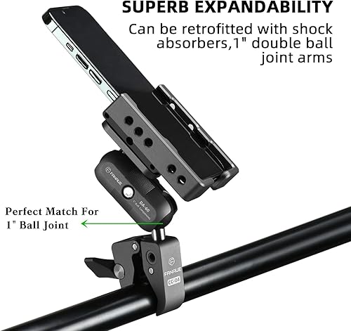 Miniatura 6 de FANAUE Abrazadera fuerte para barra de montaje en base de manillar con bola de 1 pulgada para rieles de 0.5 a 2.0 pulgadas de diámetro, compatible