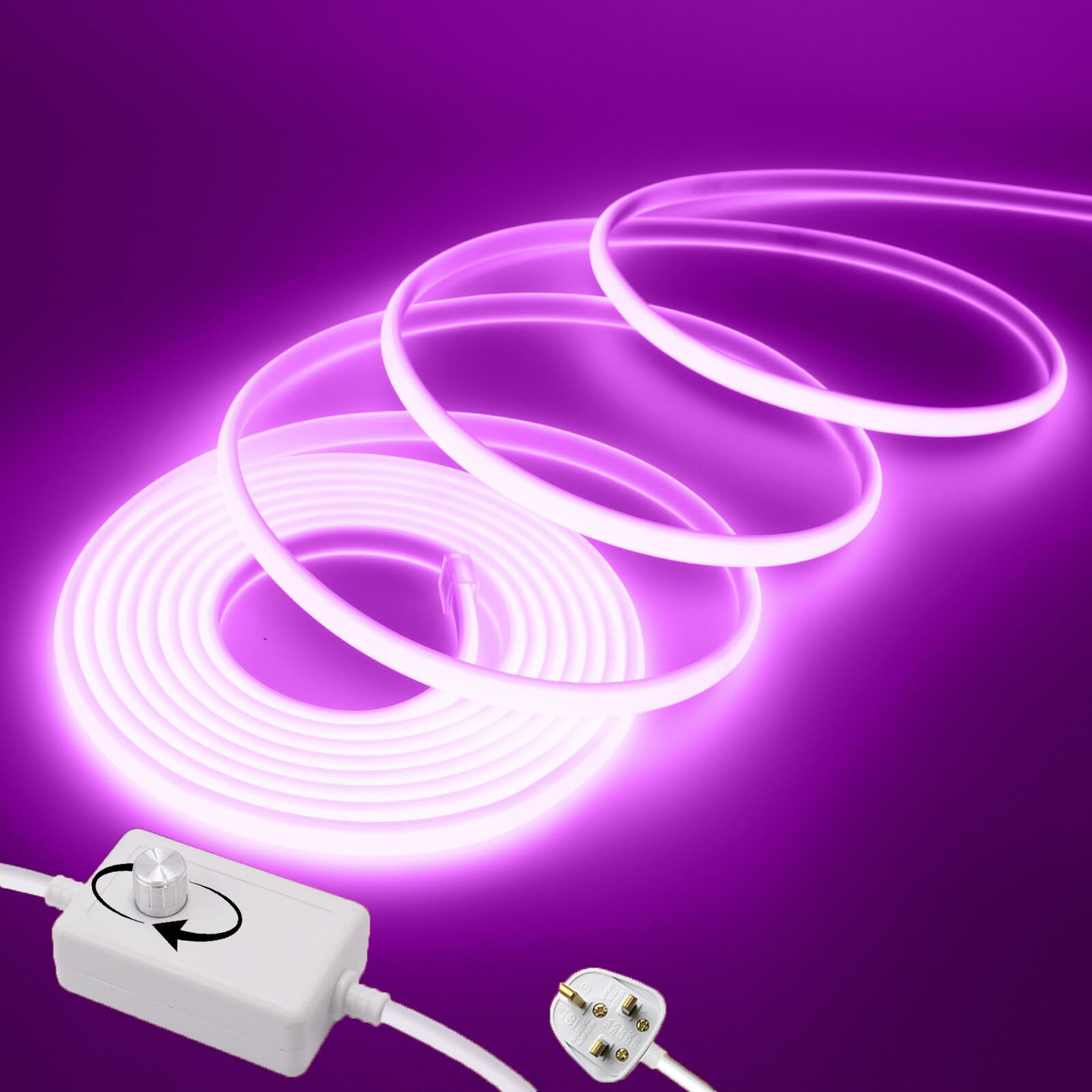 Wisada Dimmable Flexible COB LED Strip CRI90+[7M,Purple], 288 LEDs/m Cuttable FCOB LED Neon Strip Rope Light, AC220-240V, DIY Design, IP65 Waterproof Home & Shop Decorative Lighting Fairy Lights