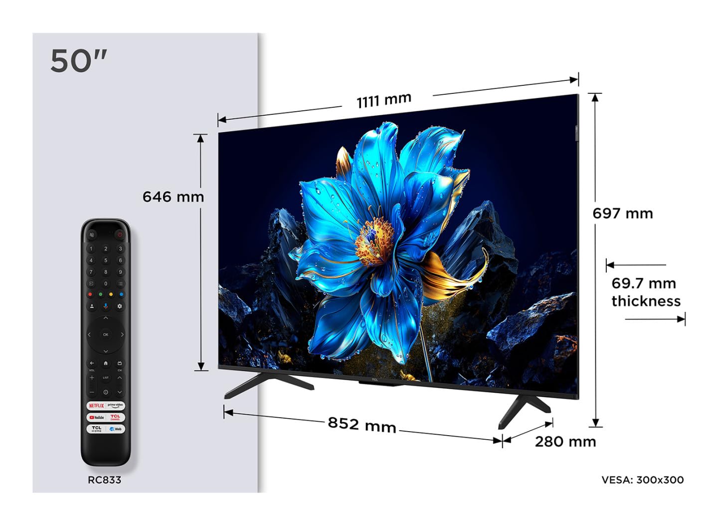 TCL TV LED 4K QLED 50P79K 126 cm Google TV