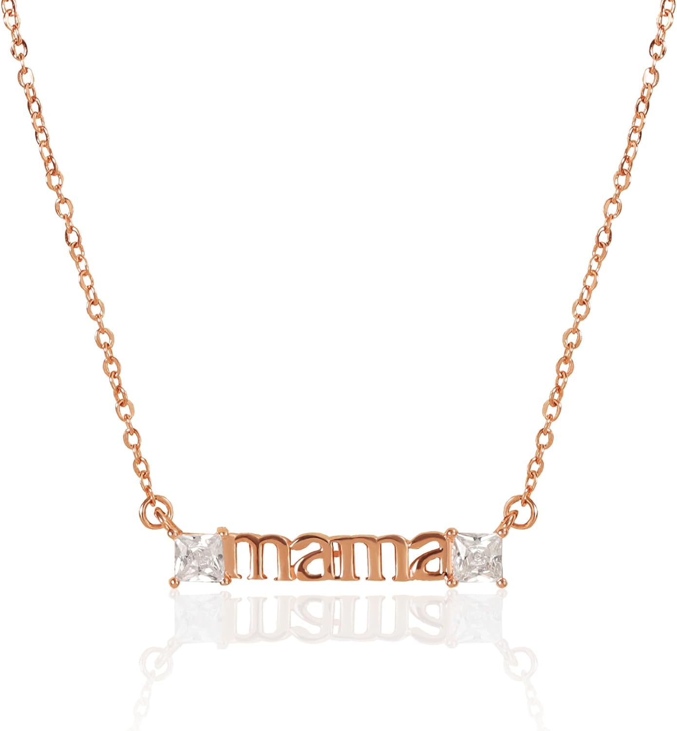 Square Pendant Zircon Dainty Mama Necklace Rose Gold Necklace for Women Daughter Girlfriend Meaningful Jewelry Gift