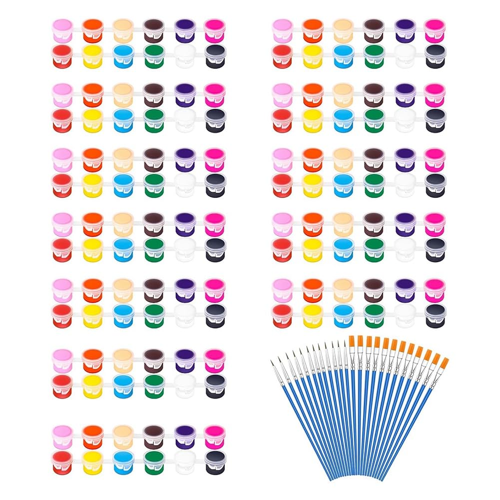 FEETER 12 Pack 144Pcs Mini Acrylic Paint Set with Brushes for Kids Adults Craft Paint, 12 Colors Washable Acrylic Paint Strips