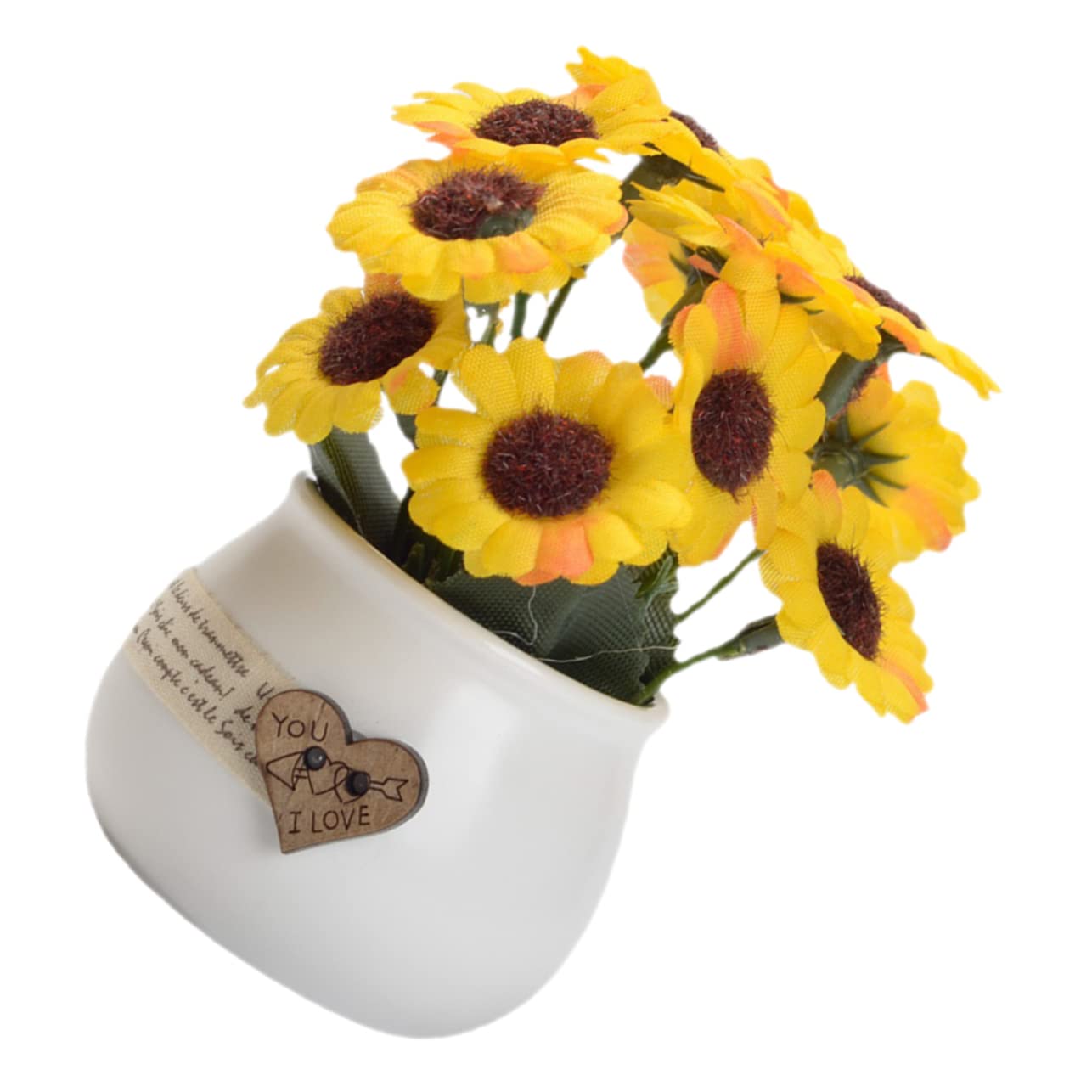 DOITOOL 2 Stück Sonnenblumen-Ornament Mini-Blumentöpfe Keramik-Pflanztöpfe Büro-Innendekoration Sonnenblumen-Bonsai-Ornament Künstlicher Blumentopf Seidenpflanzen