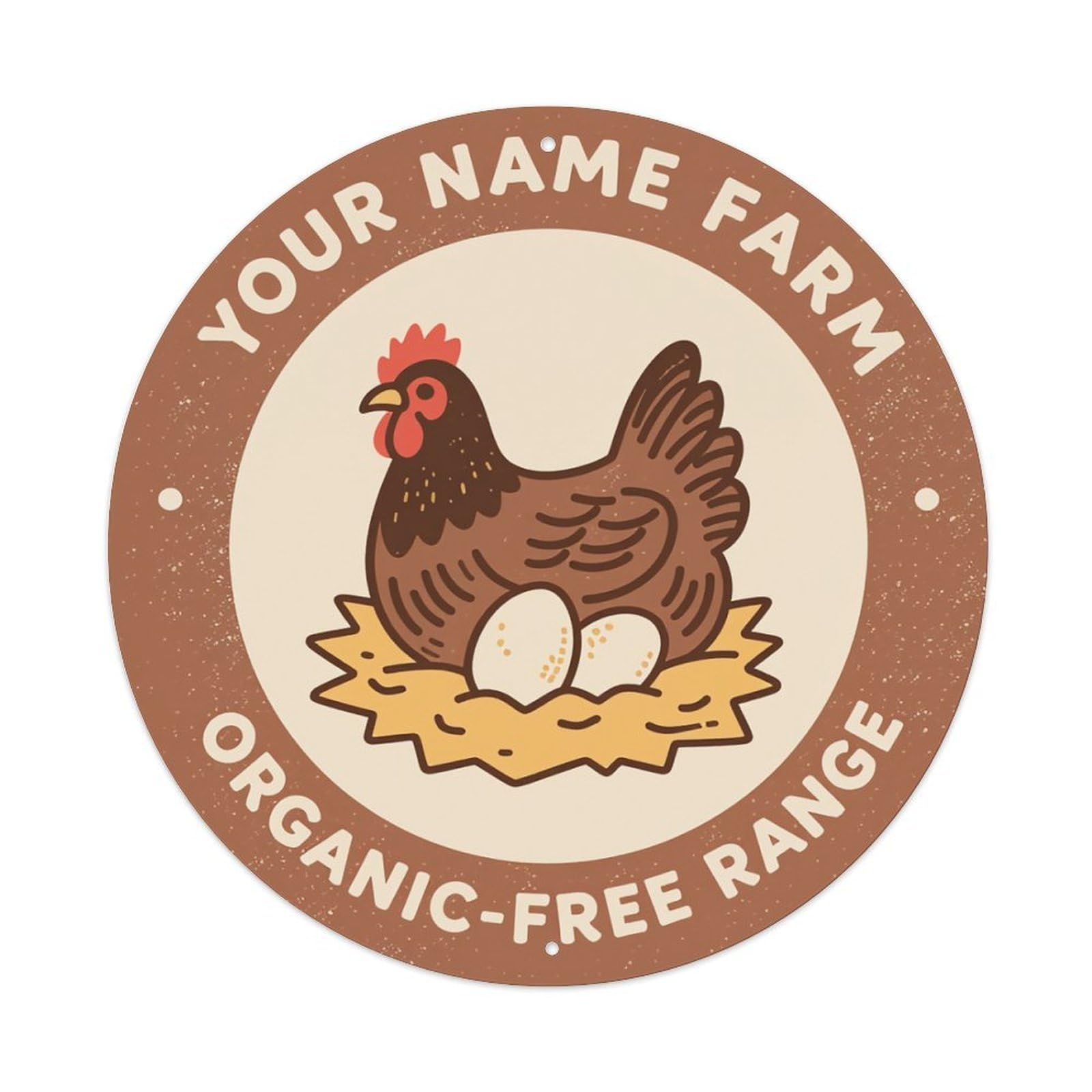 Chicken Egg Nest Farm Organic Round Tin Sign Retro Metal Sign for Cafe Bar Pub Home Game Room Gym Club Wall Decoration Vintage Metal Poster 8x8 Inch