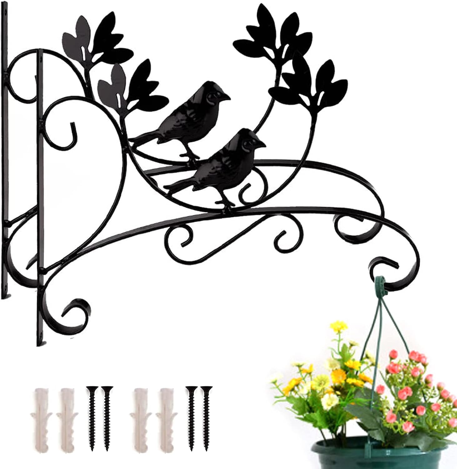 Fasmov 2 Pack Wall Hanging Basket Brackets Plant Hooks Hanging Brackets