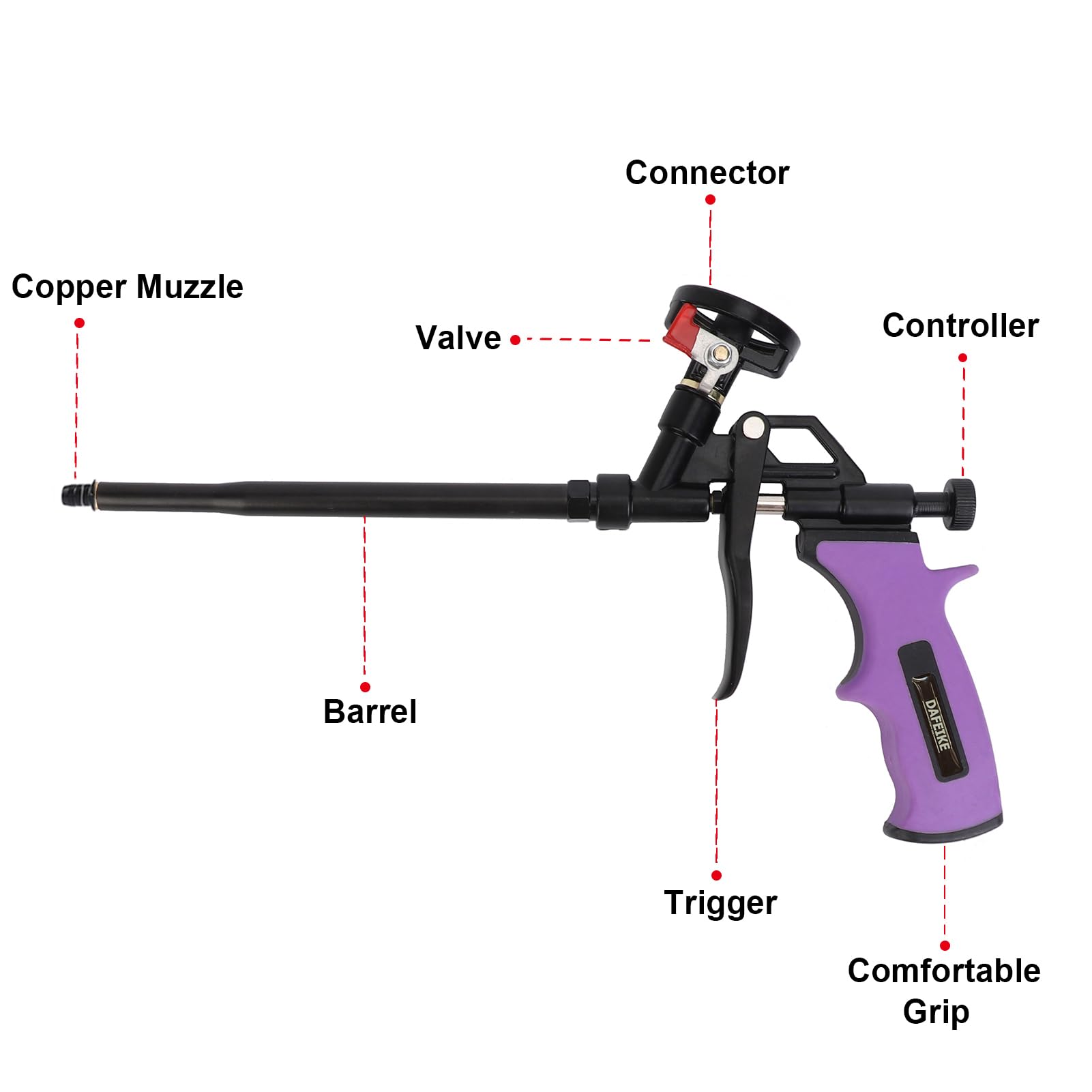 Pistolet à mousse isolante en téflon pour isolation et calfeutrage