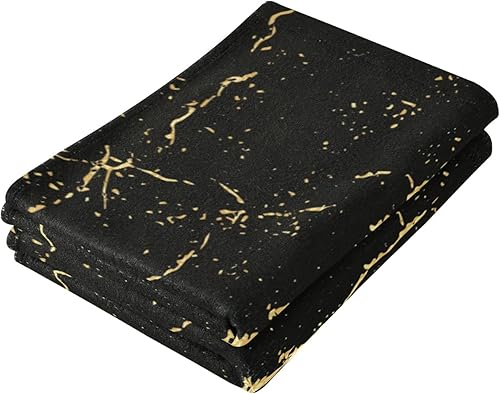 Miniatura 5 de Wamika Juego de toallas de baño de mano de mármol negro y dorado, juego de toallas de ducha de teñido anudado, color amarillo, toalla de baño para