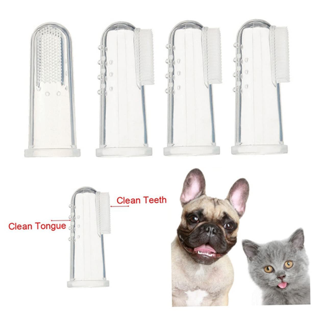 SUPVOX Brosse à Dents Design Moufles Doigt en Silicone 4 Pièces pour Animaux Brosse Douce 时间年份季节 Nettoyant sans Abîmer Dents et Gencives pour Chat et Chien