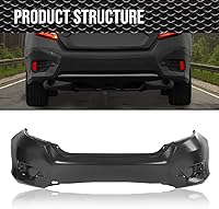 Vista 3 de Cubierta de parachoques trasero imprimada compatible con Honda Civic Sedan 4 puertas 2016 2017 2018 2019 2020 HO1100296 04715TBAA00ZZ