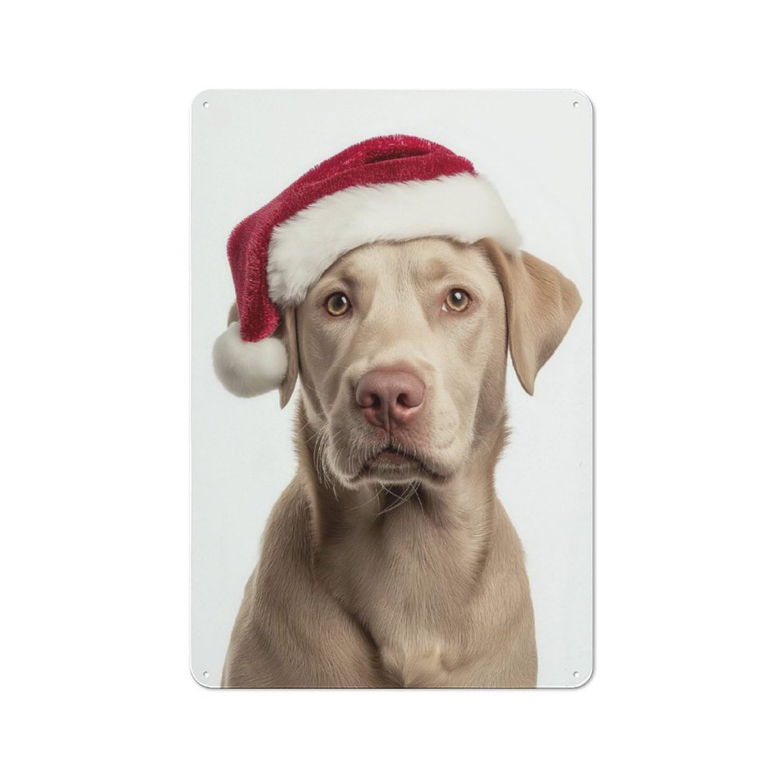 Junmoney Labrador Retriever Dog With Santa Hat Portrai Tin Wall Plaque 30X20cm With T For Home Office Or Studio, Gift Idea At Christmas For Creative Workspace Decorators
