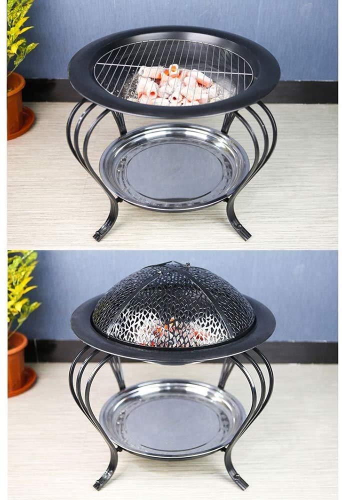 Braciere, griglia in ghisa, Tutto in Uno Fuoco Aperto per Cucinare, griglia da Giardino in Acciaio Inossidabile, braciere per Barbecue, braciere per Interni, Stufa a Carbone, Stufa